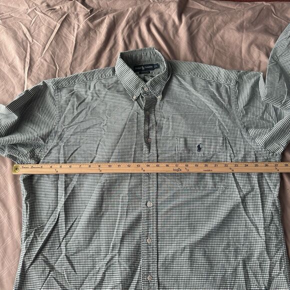 polo ralph lauren green plaid 100% Cotton shirt Sz L - Picture 4 of 7